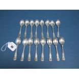A Matched Set of Sixteen Hallmarked Silver Kings Pattern Coffee Spoons, EV, Sheffield, 1963, 1964,
