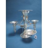 A Hallmarked Silver Table Epergne Centrepiece, Daniel & Arter, Birmingham 1918, the central flared