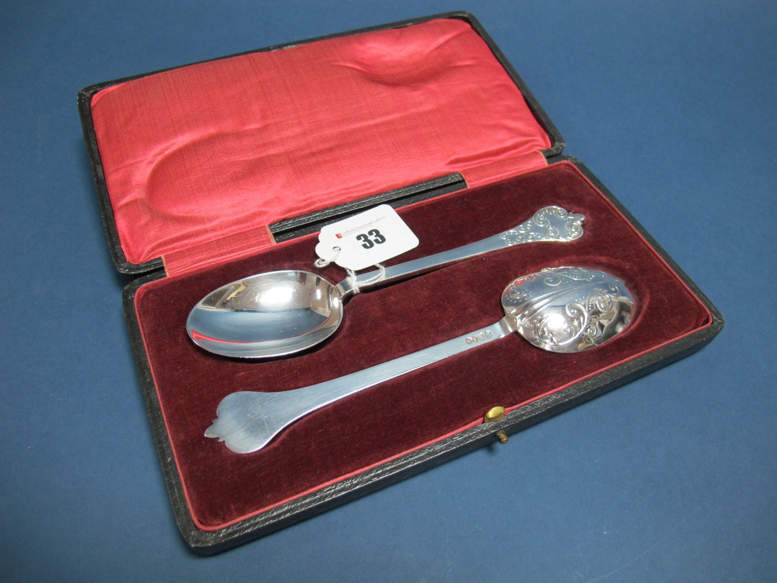 A Matched Pair of Britannia Standard Hallmarked Silver Serving Spoons, Thomas Bradbury, 1917,