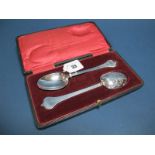 A Matched Pair of Britannia Standard Hallmarked Silver Serving Spoons, Thomas Bradbury, 1917,
