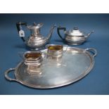 A Millennium Hallmarked Silver Four Piece Teaset, C.J. Vander Ltd, Sheffield 2000, each of plain