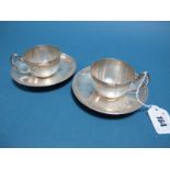 A Pair of Spanish Cups and Saucers, stamped "916" "G. Sanz".