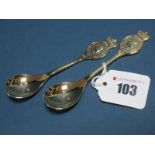 Two Modern Hallmarked Silver Gilt Commemorative Preserve Spoons, The Queens Golden Jubilee 2002,