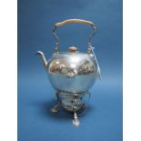 A Hallmarked Silver Tea Kettle on Burner Stand, Charles Stuart Harris, London 1870, of bullet