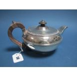 A Hallmarked Silver Teapot, Robert Garrard, London 1808, of compressed circular form with textured