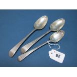 A Pair of Hallmarked Silver Table Spoons, possibly George Smith III, London 1782; Together with A