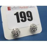 A Pair of Modern 18ct White Gold Diamond Cluster Earstuds, claw set throughout with brilliant cut