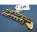 A 9ct Gold Curb Link Bracelet, of uniform design, to heart shape padlock clasp.