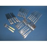 A Set of Six Hallmarked Silver Handled Old English Pattern Knives, TS, Sheffield 1996; Together with