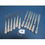 A Matched Set of Six Hallmarked Silver Kings Pattern Fish Knives and Forks, William Yates, Sheffield