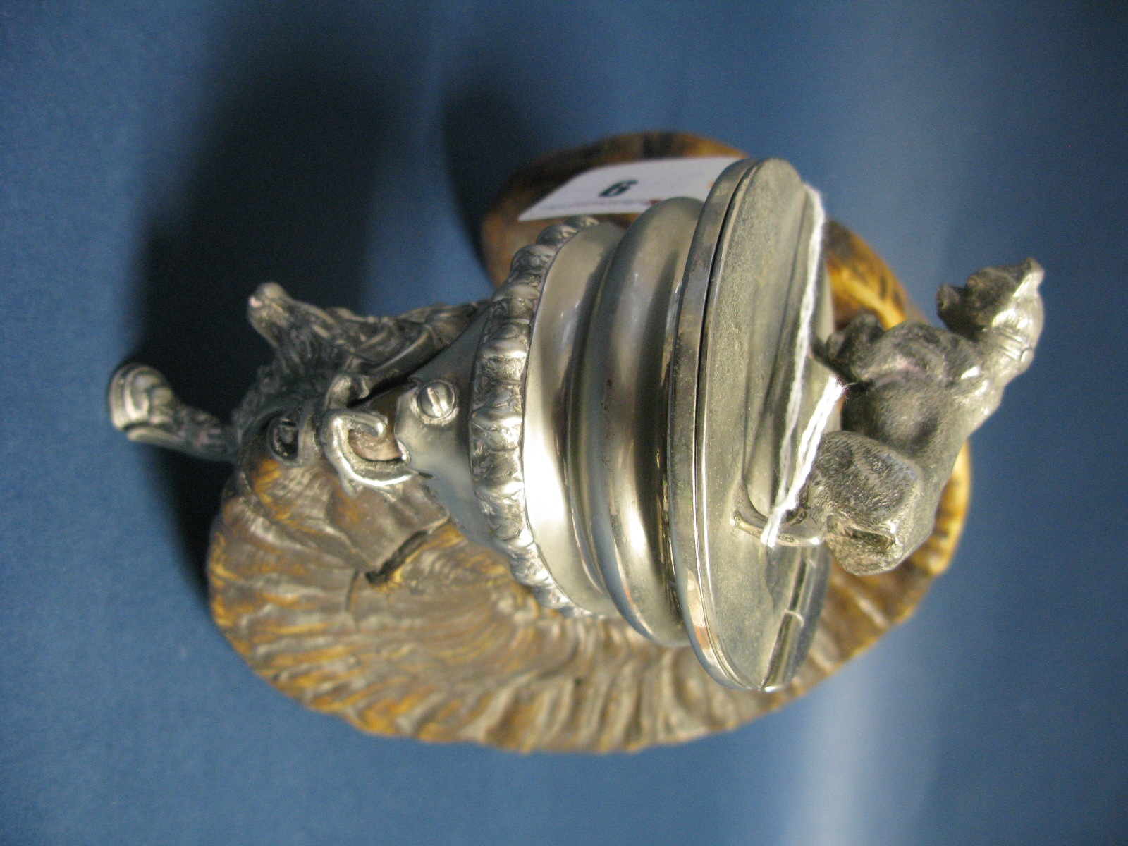 A Walker & Hall Plated Mounted Ram's Horn Snuff Mull, overall height 18cms. - Image 4 of 12