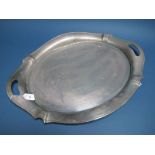 A Thomas Bradbury & Sons Large Plated Twin Handled Tray, of shaped oval design, overall width 64.