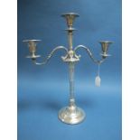 A Scottish Hallmarked Silver Twin Branch Three Light Candelabrum, R & W Sorley, Glasgow 1907, the