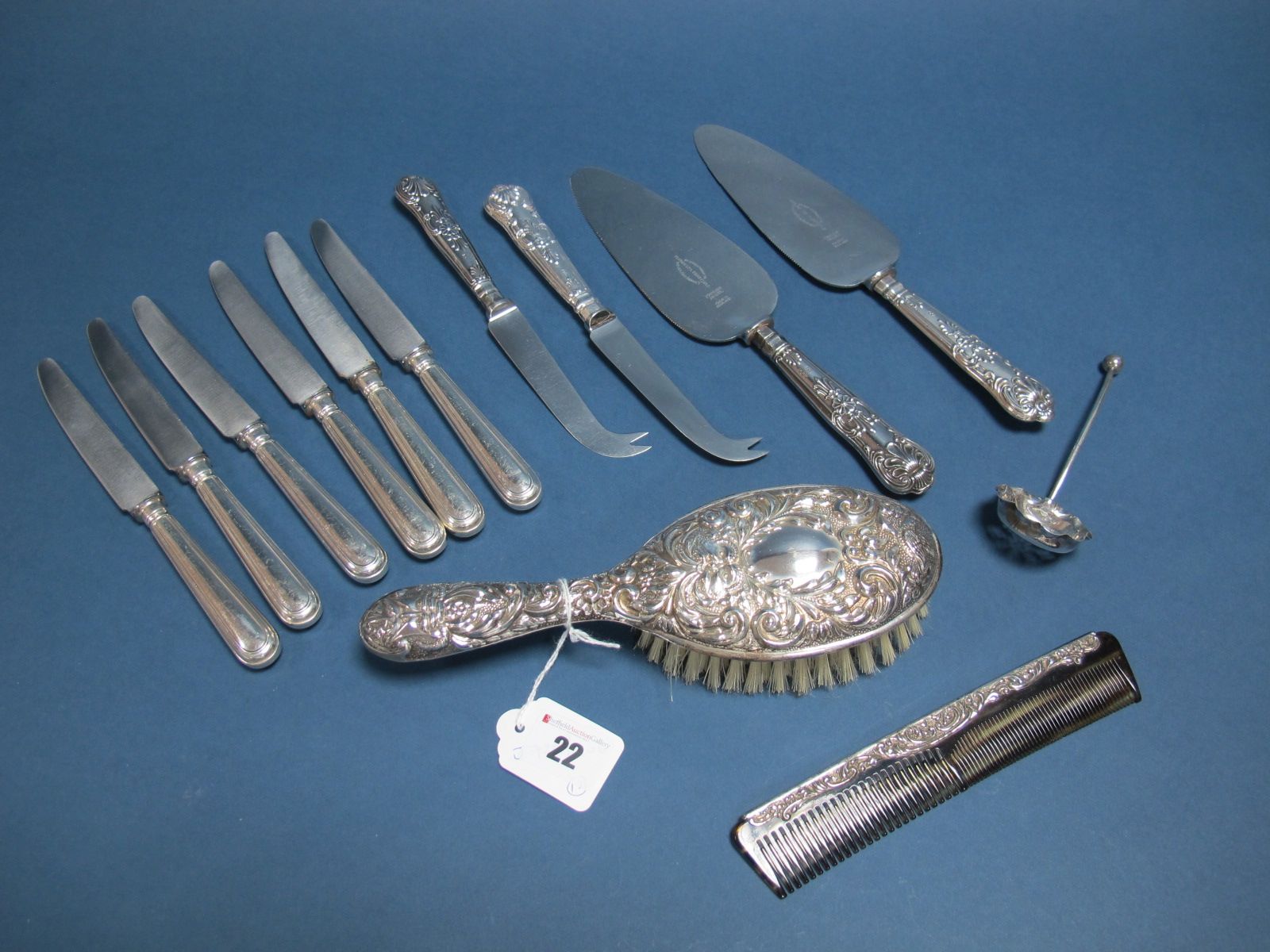 A Set of Six Hallmarked Silver Handled Knives, C.J. Vander Ltd, Sheffield 1973; A Hallmarked