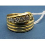 An 18ct Gold Gent's Diamond Set Serpent Ring, of coiled design, set with graduated old cut stones.