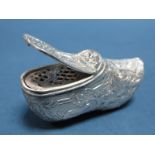 A XIX Century Style Continental Vinaigrette, in the form of a clog, allover detailed in relief, with
