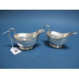 A Pair of Hallmarked Silver Sauce Boats, J.B. Chatterley & Sons, Birmingham 1917, each of plain
