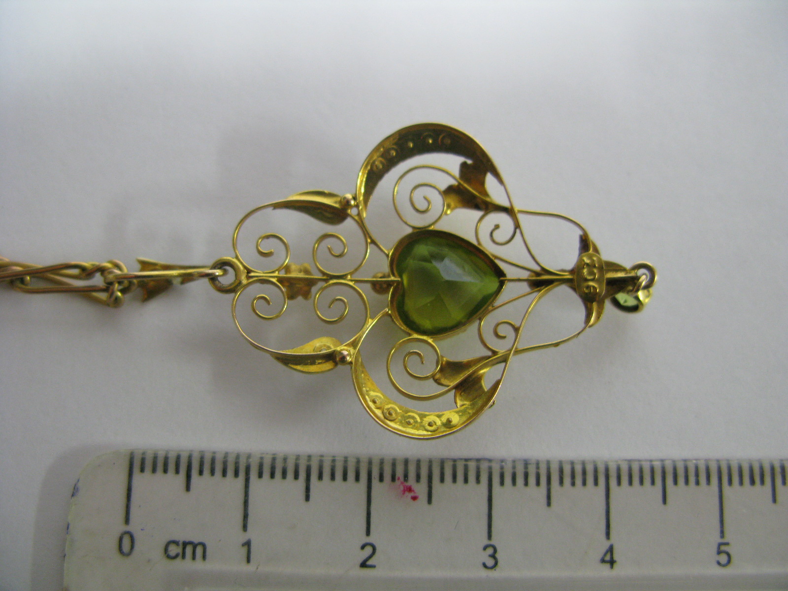 An Edwardian Openwork Pendant, heart shape collet set to the centre, with pearl highlights, - Image 4 of 5
