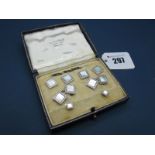 An Art Deco Style Gent's Dress Set, comprising pair of cufflinks, pair of studs and four buttons,