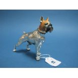 A Modern Saturno Style Hallmarked Silver and Enamel Model Boxer Dog, MH, Sheffield 2000, 13cms high.
