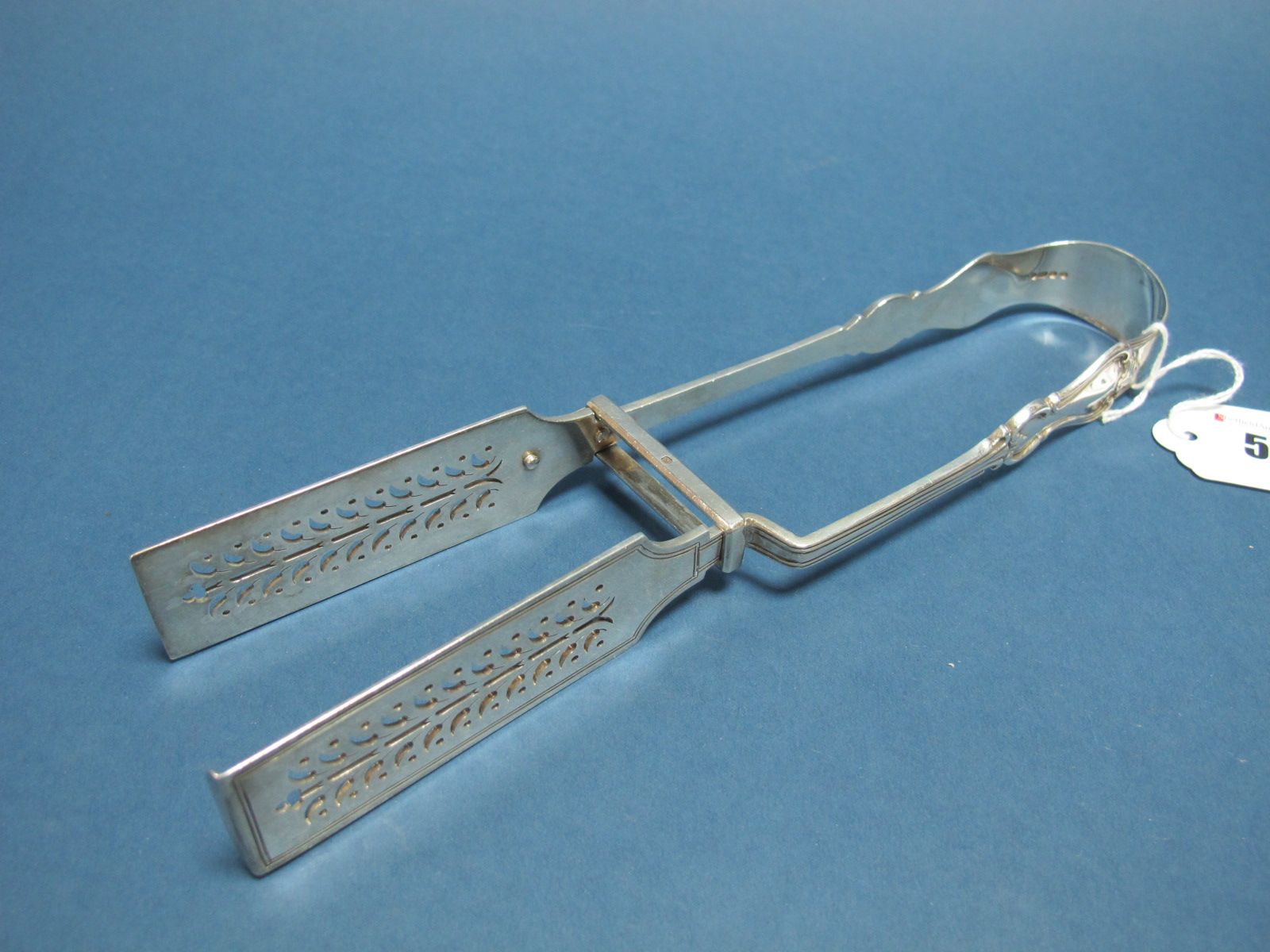 A Pair of Hallmarked Silver Asparagus Tongs, Benjamin Smith, London 1846, initialled, 205grams.