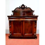 A XIX Century Mahogany Chiffonier, with shaped 'C' scroll back, gadrooned frieze drawer above twin