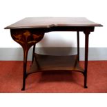 A Late XIX Century Art Nouveau Mahogany and Rosewood Occasional Table, the shaped top with moulded