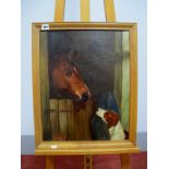 COLIN GRAEME ROE (1858-1910) Study of a Horse and Hound at a Loose Box Door, oil on canvas, signed