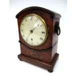 A Regency Mantel Clock, the associated four pillar movement with circular white enamel dial,