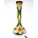 A Modern Moorcroft Pottery Vase, of bulbous form with elongated neck, painted in the 'Trial' China