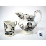 A Goodwin Bridgwood & Harris Pottery Jug to Commemorate the Death of George IV, printed in black