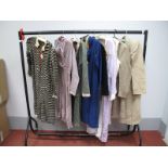 Circa 1940's Day Dresses, unlined wool coat, wool suit, blouse etc.