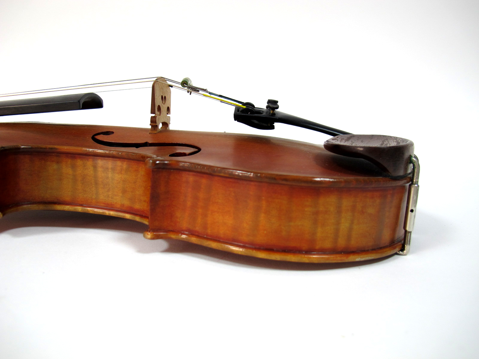 A Violin, one-piece back, length 137/8 in, inlaid purfling, ebony finger board, rosewood pegs, - Image 2 of 6