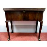 A Mid XIX Century Mahogany Triple Top Tea/Writing Table, the rectangular top inset with leather