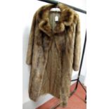 A Full Length Light Brown Mink Coat, hook fastenings, 106cm long.