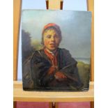 CONTINENTAL SCHOOL (XIX Century) Study of a Fisher Boy wearing a Red Cap, oil on panel, 29.5 x