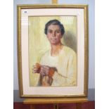 JEAN M. SALTFLEET (1861-1941) (Sheffield Artist) Portrait of Lucy (Allen), mixed media, signed and