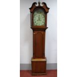 An Early XIX Century Oak Eight-Day Longcase Clock, the white dial with Roman numerals,