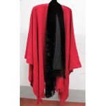 A "Trefriw" Red Wool Throw, a black velvet stole. (2)