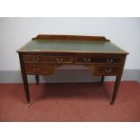 An Edwardian Mahogany Inlaid Writing Desk, with low back, crossbanded top and green leather sciver