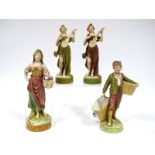 A Pair of Royal Dux Porcelain Figures, modelled as female musicians, each holding a lute and