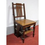 An Early XX Century Walnut Metamorphic Chair/Library Steps, the folding design with four treads.