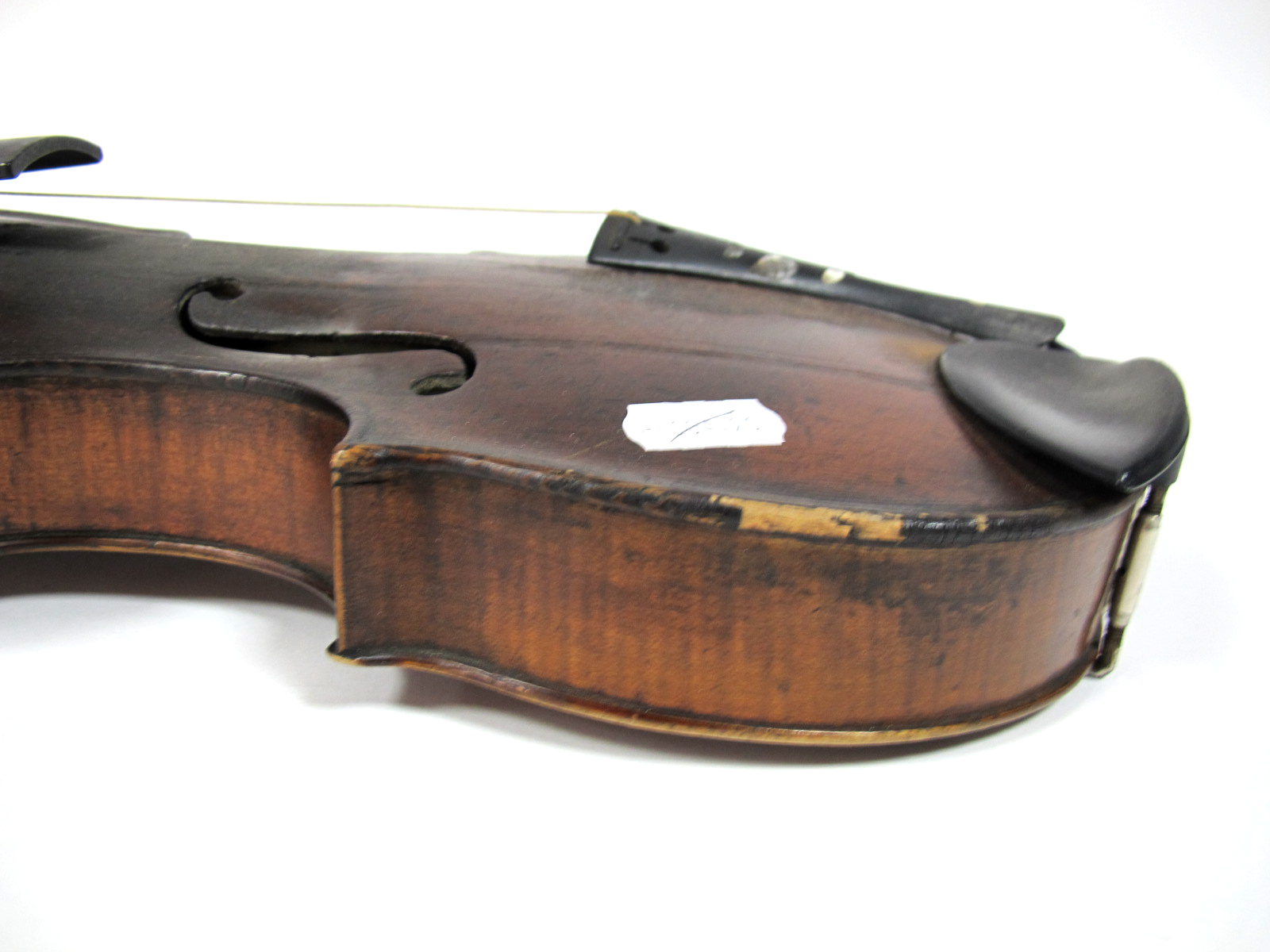 A Violin, one-piece back, length 143/16 in, inlaid purfling, ebony fingerboard. mother of pearl - Image 2 of 6