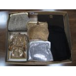 A c.1960's Whiting & Davis Co. Gold Mesh Evening Bag and Matching Purse, boxed; further gold and