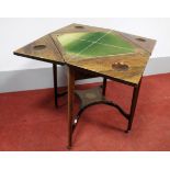 A Late XIX Century Rosewood Envelope Card Table, the four hinged leaves with marquetry urn inlay,