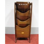 An Art Nouveau Inlaid Mahogany Magazine Rack, with pierced circular decoration, three divisions,