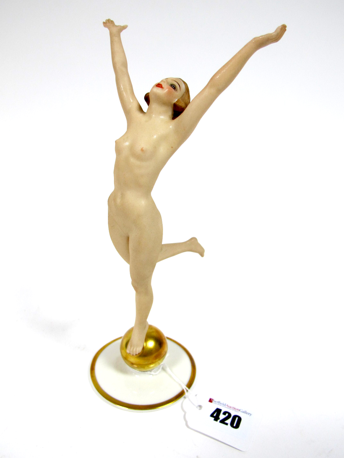 A Lorenz Hutschenreuther Art Deco Unglazed Porcelain Figure, "Sun Child" designed by Carl Tutter,