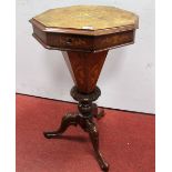 A Mid XIX Century Walnut Inlaid Sewing Table, with octagonal shaped top with marquetry inlay,