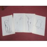 PHILIP NAVIASKY (1894-1983) Life Study, female nude, crayon, 42 x 25.5cm; Three Others; similar