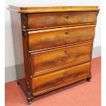 A XIX Century Beidermeier Mahogany Chest of Drawers, the top with moulded edge, fitted with four